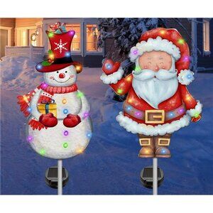 Christmas Decor Outdoor, Christmas Garden Stake Lights, 41 Inches Metal Snowman